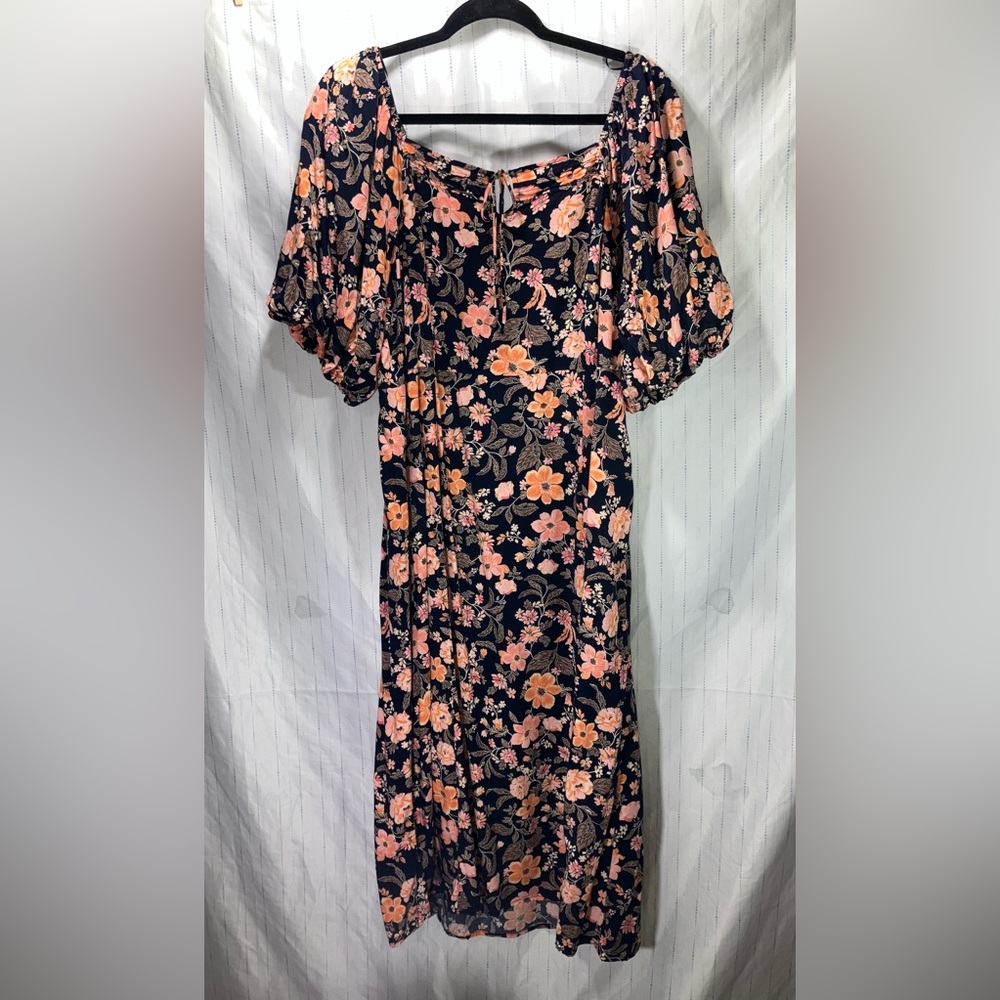 Old Navy XL puff sleeve Floral navy and Pink dress - Picture 7 of 12
